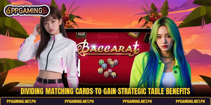 Dividing matching cards to gain strategic table benefits